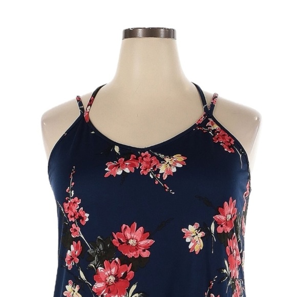 🌺 Papermoon Cami Tank Top Size 2X NWT Blue Dark Floral Print Stretchy Summer - Picture 4 of 10
